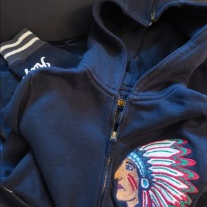 Ralph Lauren Rugby zip up sweater w/ Indian patch